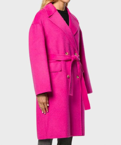 Lily Collins Emily in Paris Emily Cooper Pink Wool Trench Coat
