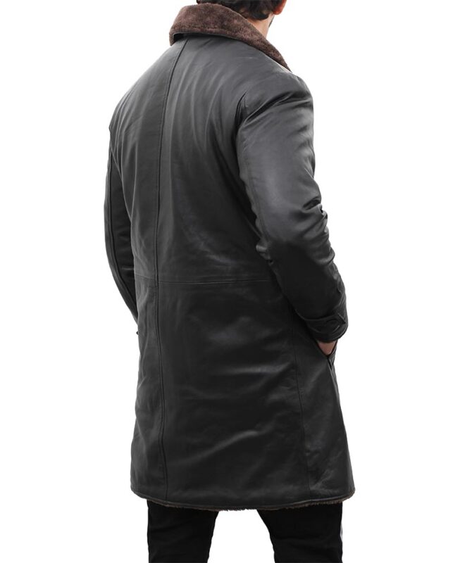 Chandler Mens Shearling Lined 3 4 Length Leather Coat